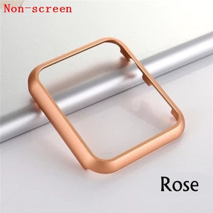 Glass+Frame matel case For Apple Watch 5 4 3 44mm 42mm iwatch band 40mm 38mm Metal bumper All-around screen protector frame