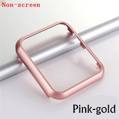 Glass+Frame matel case For Apple Watch 5 4 3 44mm 42mm iwatch band 40mm 38mm Metal bumper All-around screen protector frame