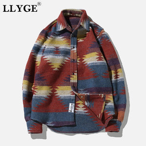 Plus Size 5XL Flannel Woolen Men's Shirt Blouses Panelled Long Sleeve Thicken Men Shirts 2020 Casual Male Streetwear Clothes
