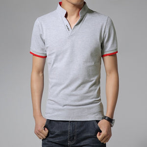 2020 Men Fashion Boutique Cotton Leisure Stand Collar Long Sleeve Polo shirt Mens Pure Color V-neck Polo shirt Big Size S-5XL