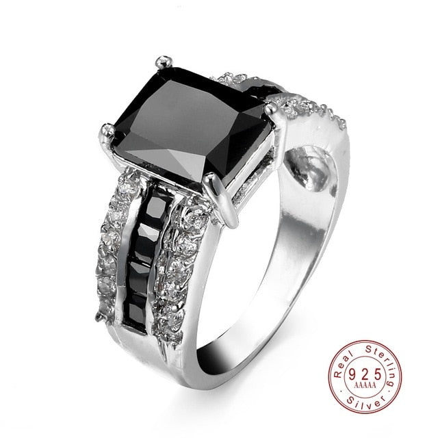 2019 Hot Sale 100% Genuine 925 Silver With AAA Zircon Rings For Women Girls CZ Crystal Mosaic Jewelry Valentine's Gift 6 Colors