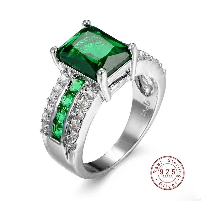 2019 Hot Sale 100% Genuine 925 Silver With AAA Zircon Rings For Women Girls CZ Crystal Mosaic Jewelry Valentine's Gift 6 Colors