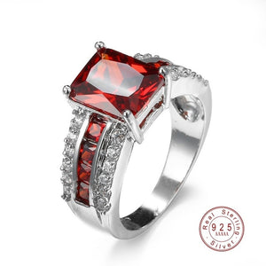 2019 Hot Sale 100% Genuine 925 Silver With AAA Zircon Rings For Women Girls CZ Crystal Mosaic Jewelry Valentine's Gift 6 Colors