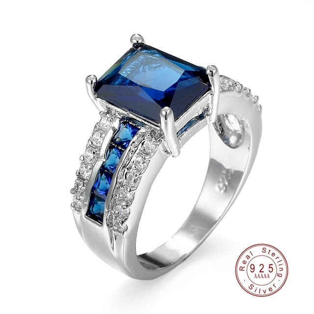 2019 Hot Sale 100% Genuine 925 Silver With AAA Zircon Rings For Women Girls CZ Crystal Mosaic Jewelry Valentine's Gift 6 Colors