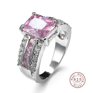 2019 Hot Sale 100% Genuine 925 Silver With AAA Zircon Rings For Women Girls CZ Crystal Mosaic Jewelry Valentine's Gift 6 Colors