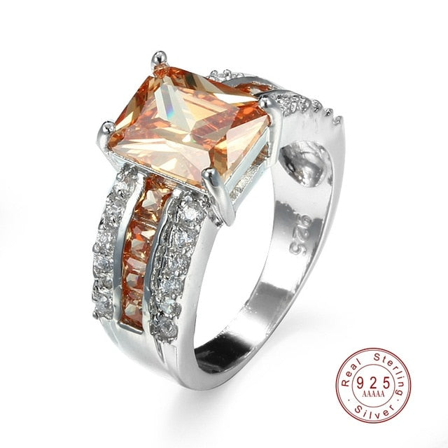 2019 Hot Sale 100% Genuine 925 Silver With AAA Zircon Rings For Women Girls CZ Crystal Mosaic Jewelry Valentine's Gift 6 Colors