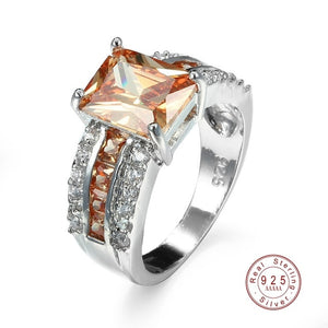 2019 Hot Sale 100% Genuine 925 Silver With AAA Zircon Rings For Women Girls CZ Crystal Mosaic Jewelry Valentine's Gift 6 Colors