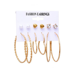 VKME 2019 Fashion Shell Earrings Set For Women Bohemian Flower Tassel Long Stud Earring 6pair / set Female Brincos Beach Jewelry