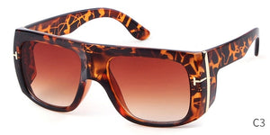 Oversized Futuristic Sunglasses Men Women 2019 Fashion Brand Design Vintage Retro Leopard Frame Flat Top Tom Sun Glasses S062