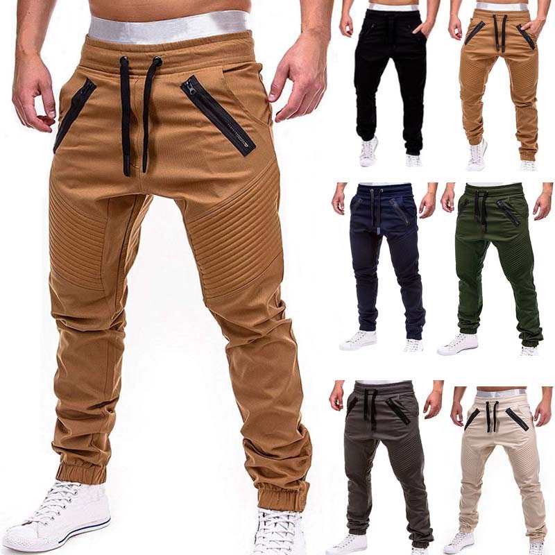 New Casual Solid Pants Full Length Cargo Pants Men Drawstring Joggers Sweatpants Plus Size 4XL Mid Waist Trousers Men Streetwear