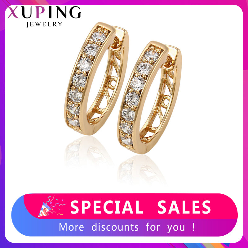 Xuping Fashion Earrings Synthetic CZ Temperamenta Elegant Hoop Earrings for Women Plain Jewelry Fashion Gift Y12-92376