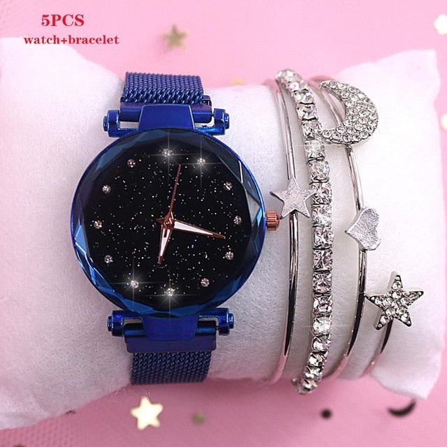 2019 New brand Starry Sky Women Watch Fashion Elegant Magnet Buckle Vibrato Purple Gold Ladies Wristwatch Luxury Women Watches