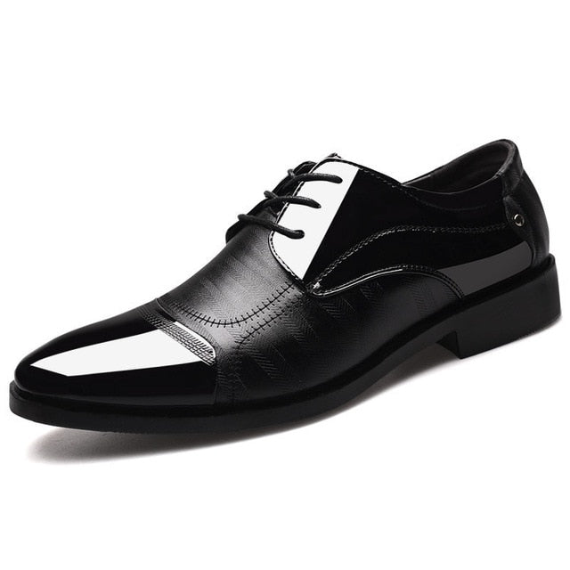 MULUHU Spring Autumn Men Shoes Leather Business Oxford Leather Shoes Office Wedding Lace Up Flat Shoes Plus Size 38-48