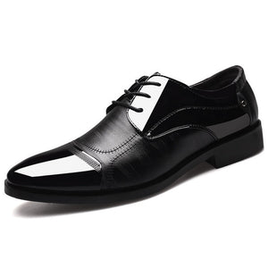 MULUHU Spring Autumn Men Shoes Leather Business Oxford Leather Shoes Office Wedding Lace Up Flat Shoes Plus Size 38-48