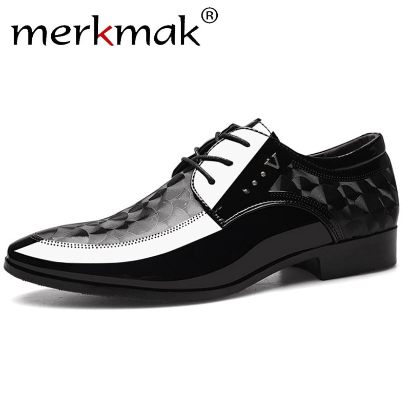 Merkmak Autumn Oxfords Leather Men's Shoes Casual Dress Shoes Men Lace Up Breathable Formal Office For Man Big Size 38-48 Flats