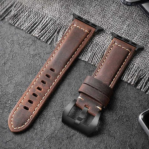 Carouse Handmade Crazy Cowhide Watchband For Apple Watch Band Series 5/4/3/2 42mm 38mm Leather Sports Strap for iWatch 44mm 40mm
