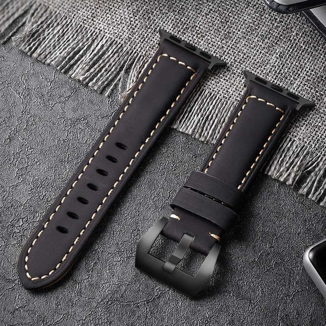 Carouse Handmade Crazy Cowhide Watchband For Apple Watch Band Series 5/4/3/2 42mm 38mm Leather Sports Strap for iWatch 44mm 40mm