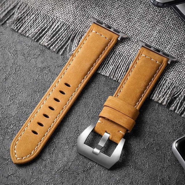 Carouse Handmade Crazy Cowhide Watchband For Apple Watch Band Series 5/4/3/2 42mm 38mm Leather Sports Strap for iWatch 44mm 40mm