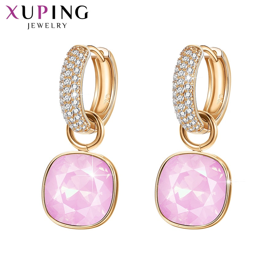 Xuping Jewelry Luxury Exquisite Crystals from Swarovski Gold Color Plated Earrings for Women Valentine's Day Gifts M65-203