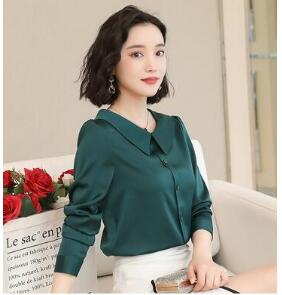 Black Shirt Female Long Sleeve Korean Edition Spring New Relaxed Loose Fitting Student Chiffon Shirt Office Lady Basic Shirt