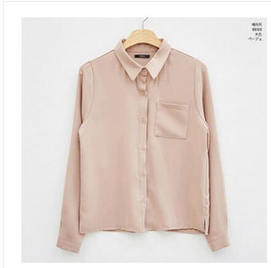Black Shirt Female Long Sleeve Korean Edition Spring New Relaxed Loose Fitting Student Chiffon Shirt Office Lady Basic Shirt