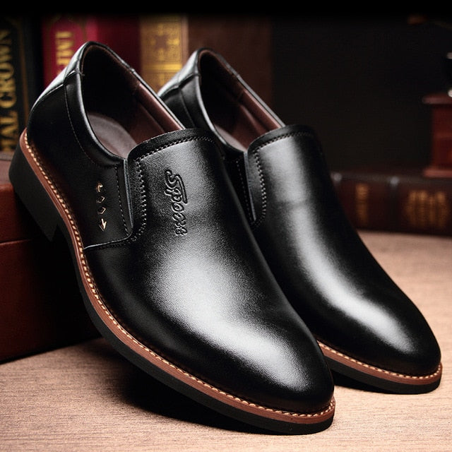 AlexBu Men Shoes Luxury Brand Men Casual Shoes Leather Loafers Men Leather Footwear Business Office Wedding Shoes Black Brown