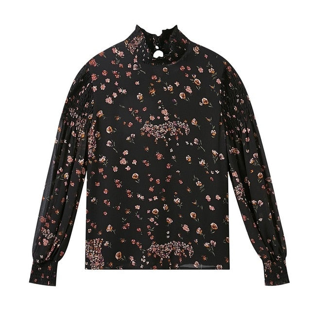 Metersbonwe Women Floral Printing Blouses 2019 New Fashion Loose Sweet Girls Student Official Blouse Shirt Casual Tops