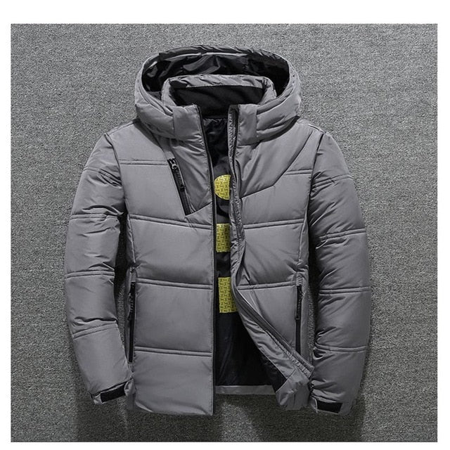 2019 Winter Jacket Mens Quality Thermal Thick Coat Snow Red Black Parka Male Warm Outwear Fashion - White Duck Down Jacket Men