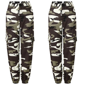 New Women Camo Cargo High Waist Hip Hop Trousers Pants Military Army Combat Camouflage Long Pants Hot Capris
