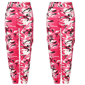 New Women Camo Cargo High Waist Hip Hop Trousers Pants Military Army Combat Camouflage Long Pants Hot Capris