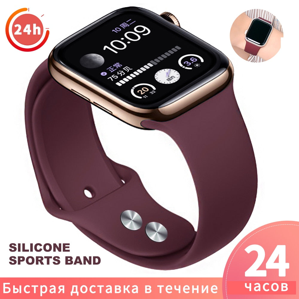 Soft Silicone Sport Band For 38mm Apple Watch Series1 2 3 4 5 42mm Wrist Bracelet Strap For iWatch band 40mm 44mm Sports Edition