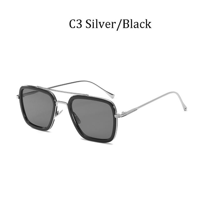 luxury Fashion Avengers Tony Stark Style for women Sunglasses Men Square Brand Design Sun Glasses Oculos Retro male iron Man