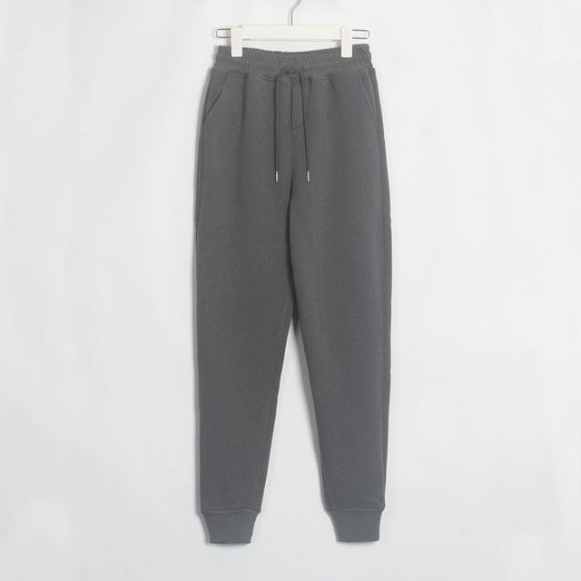 Wixra Women Casual Velvet Pants Autumn Winter Lady's Thick Wool Pants Women's Clothing Lace-up Long Trousers