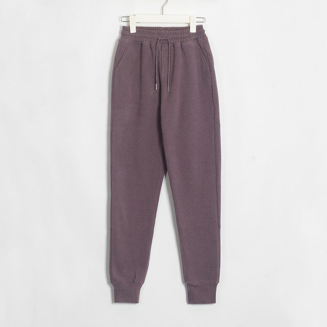 Wixra Women Casual Velvet Pants Autumn Winter Lady's Thick Wool Pants Women's Clothing Lace-up Long Trousers