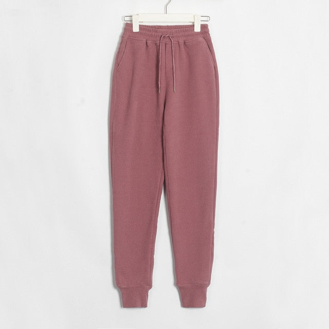 Wixra Women Casual Velvet Pants Autumn Winter Lady's Thick Wool Pants Women's Clothing Lace-up Long Trousers