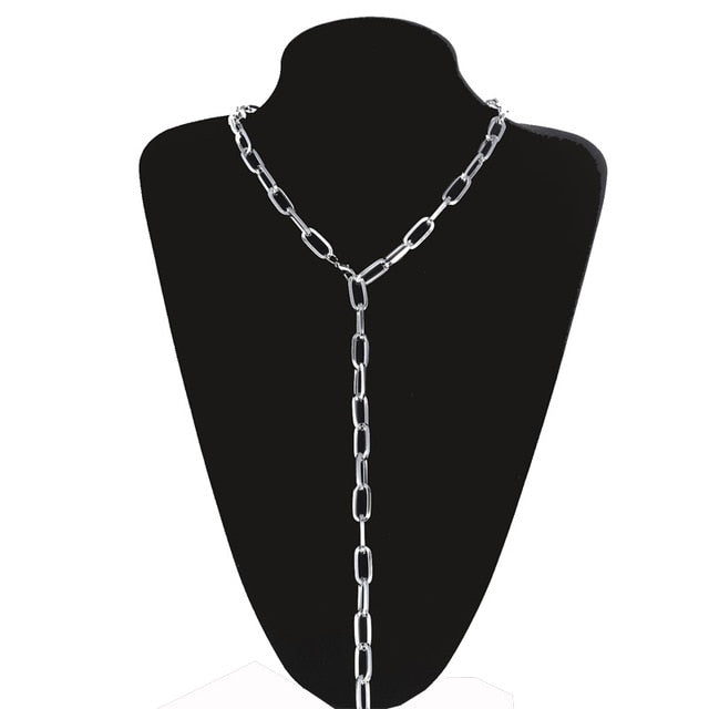 Double layer Lock Chain necklace punk 90s link chain silver color padlock pendant necklace women fashion gothic  jewelry