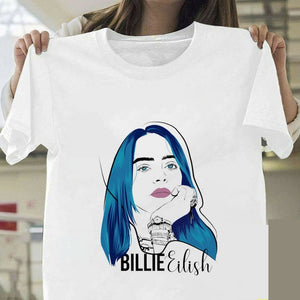 Billie Eilish T Shirt Harajuku  Fans White Cotton Men Camiseta Mujer Hot Selling Man Aesthetic Top Tee Plus Size Streetwear Cool