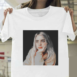 Billie Eilish T Shirt Harajuku  Fans White Cotton Men Camiseta Mujer Hot Selling Man Aesthetic Top Tee Plus Size Streetwear Cool
