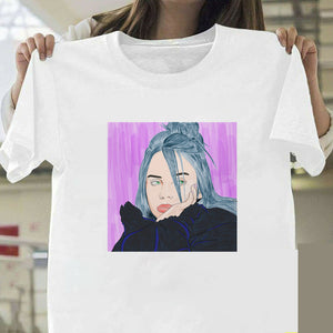 Billie Eilish T Shirt Harajuku  Fans White Cotton Men Camiseta Mujer Hot Selling Man Aesthetic Top Tee Plus Size Streetwear Cool