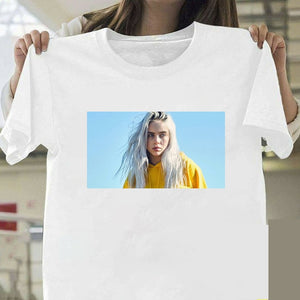 Billie Eilish T Shirt Harajuku  Fans White Cotton Men Camiseta Mujer Hot Selling Man Aesthetic Top Tee Plus Size Streetwear Cool