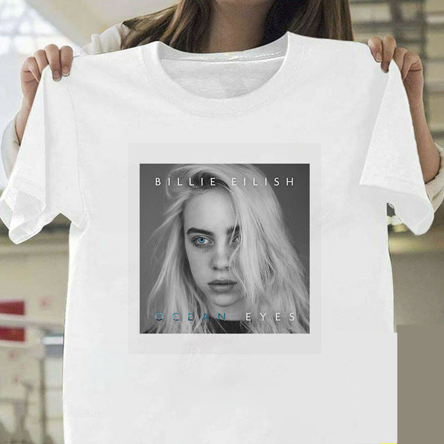 Billie Eilish T Shirt Harajuku  Fans White Cotton Men Camiseta Mujer Hot Selling Man Aesthetic Top Tee Plus Size Streetwear Cool