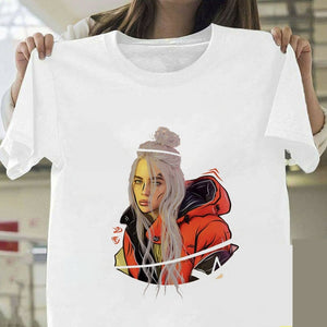 Billie Eilish T Shirt Harajuku  Fans White Cotton Men Camiseta Mujer Hot Selling Man Aesthetic Top Tee Plus Size Streetwear Cool