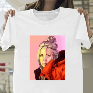 Billie Eilish T Shirt Harajuku  Fans White Cotton Men Camiseta Mujer Hot Selling Man Aesthetic Top Tee Plus Size Streetwear Cool