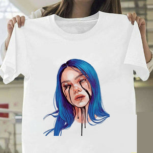Billie Eilish T Shirt Harajuku  Fans White Cotton Men Camiseta Mujer Hot Selling Man Aesthetic Top Tee Plus Size Streetwear Cool