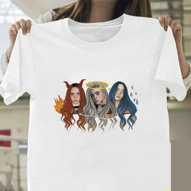 Billie Eilish T Shirt Harajuku  Fans White Cotton Men Camiseta Mujer Hot Selling Man Aesthetic Top Tee Plus Size Streetwear Cool