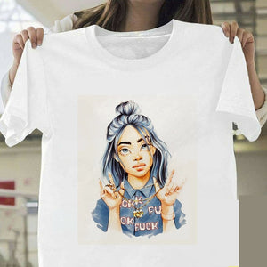 Billie Eilish T Shirt Harajuku  Fans White Cotton Men Camiseta Mujer Hot Selling Man Aesthetic Top Tee Plus Size Streetwear Cool