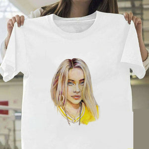 Billie Eilish T Shirt Harajuku  Fans White Cotton Men Camiseta Mujer Hot Selling Man Aesthetic Top Tee Plus Size Streetwear Cool