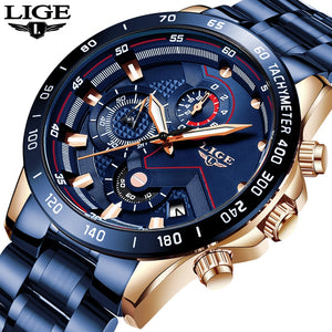 LIGE 2020 nuevos relojes de moda para hombres con Acero Inoxidable marca superior de lujo cronógrafo deportivo reloj de cuarzo reloj Masculino