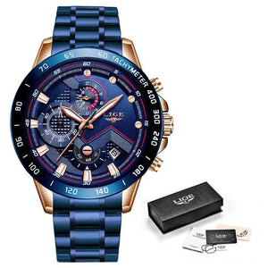 LIGE 2020 nuevos relojes de moda para hombres con Acero Inoxidable marca superior de lujo cronógrafo deportivo reloj de cuarzo reloj Masculino