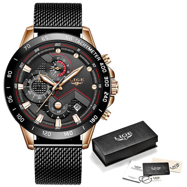 LIGE 2020 nuevos relojes de moda para hombres con Acero Inoxidable marca superior de lujo cronógrafo deportivo reloj de cuarzo reloj Masculino